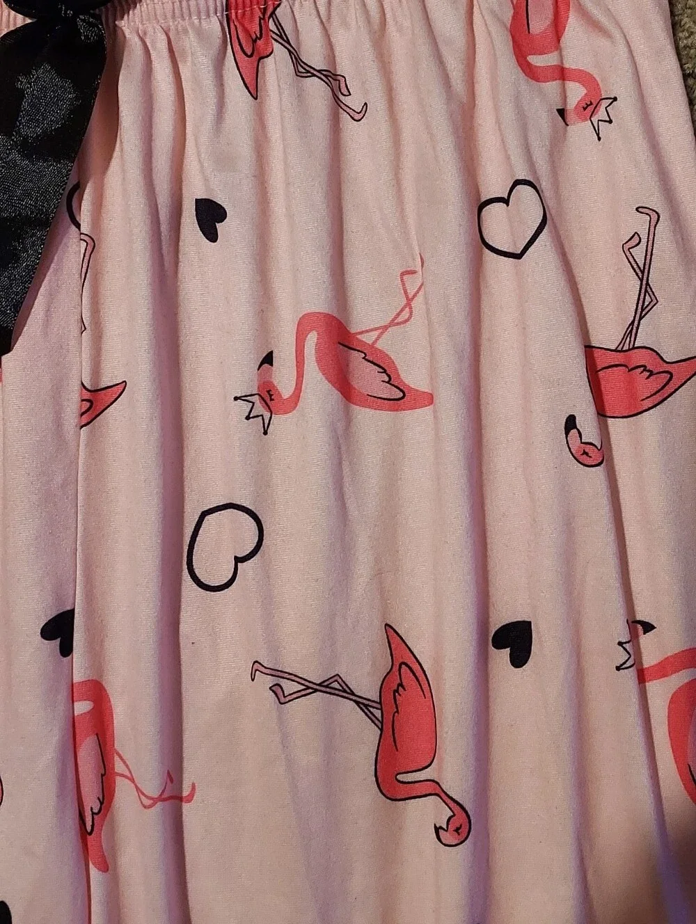 Pink Flamingo Pajama Lounge Pants Silky Soft Size 4 Elastic Waist Hearts